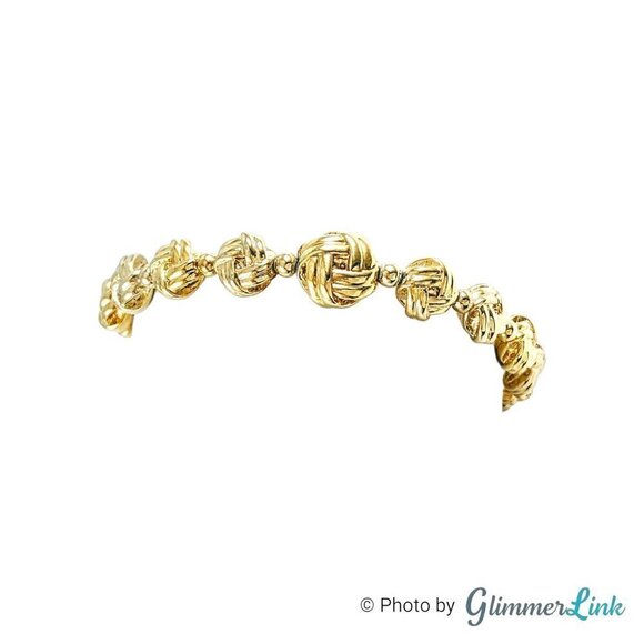 Rosette Faux Monkey Fist Knot Graduated Gold Tone Bracelet - Picture 3 of 9